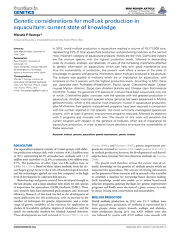 Genetic Considerations for Mollusk Production in Aquaculture: Current State of Knowledge