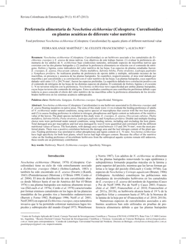 Preferencia Alimentaria De Neochetina Eichhorniae (Coleoptera: Curculionidae) En Plantas Acuáticas De Diferente Valor Nutritivo