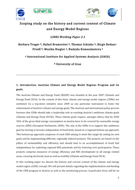 Scoping Study on the History and Current Context of Climate and Energy Model Regions