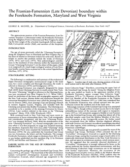 (Late Devonian) Boundary Within the Foreknobs Formation, Maryland and West Virginia