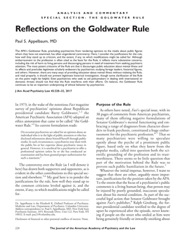 Reflections on the Goldwater Rule