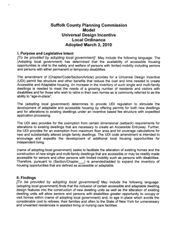 Model Universal Design Incentive Local Ordinance Adopted March 3, 2010