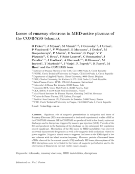 Losses of Runaway Electrons in MHD-Active Plasmas of the COMPASS Tokamak