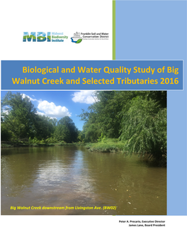 Biological and Water Quality Study of Big Walnut Creek and Selected Tributaries 2016