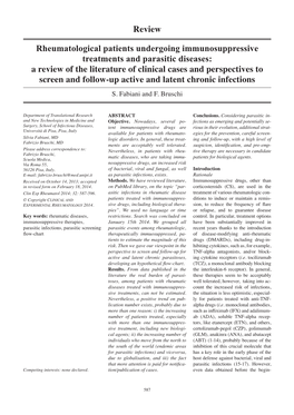 Review Rheumatological Patients Undergoing Immunosuppressive