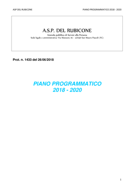 Asp Del Rubicone Piano Programmatico 2018 - 2020