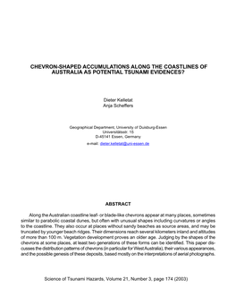 Chevron-Shaped Accumulations Along the Coastlines of Australia As Potential Tsunami Evidences?