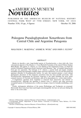 Paleogene Pseudoglyptodont Xenarthrans from Central Chile and Argentine Patagonia