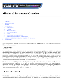 Mission & Instrument Overview