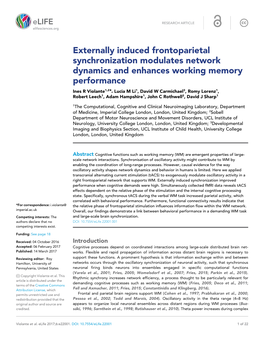 Externally Induced Frontoparietal Synchronization Modulates Network Dynamics and Enhances Working Memory Performance