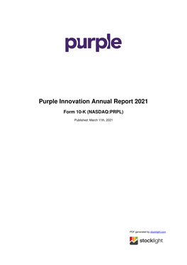 Purple Innovation Annual Report 2021