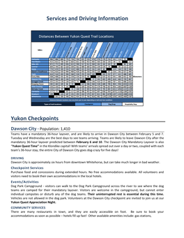 Services and Driving Information Yukon Checkpoints