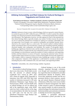 Utilizing Vulnerability and Risk Indexes for Cultural Heritage in Yogyakarta and Central Java