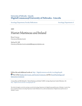 Harriet Martineau and Ireland Brian Conway University of Nebraska-Lincoln