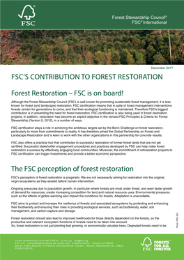 FSC's Contribution to Forest Restoration