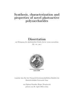 Synthesis, Characterization and Properties of Novel Photoactive Polysaccharides