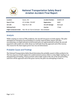 National Transportation Safety Board Aviation Accident Final Report