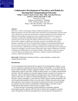 Collaborative Development of Narratives and Models for Steering Inter-Organizational Networks Philip C