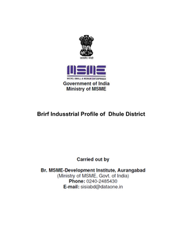 Brirf Indusstrial Profile of Dhule District