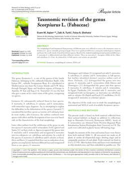 Taxonomic Revision of the Genus Scorpiurus L. (Fabaceae)