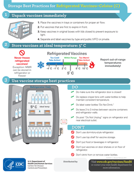 Storage Best Practices for Refrigerated Vaccines–Celsius (C)