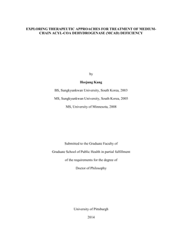 Chain Acyl-Coa Dehydrogenase (Mcad) Deficiency