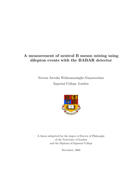 A Measurement of Neutral B Meson Mixing Using Dilepton Events with the BABAR Detector