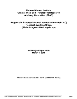 Progress in Pancreatic Ductal Adenocarcinoma (PDAC) Research Working Group (PDAC Progress Working Group)