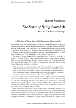 The Sense of Being Stared at Part 1: Is It Real Or Illusory?