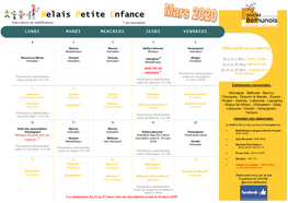 Relais Petite Enfance Sous Réserve De Modifications * Sur Inscription