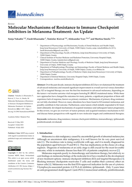 Molecular Mechanisms of Resistance to Immune Checkpoint Inhibitors in Melanoma Treatment: an Update