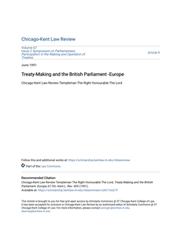 Treaty-Making and the British Parliament -Europe