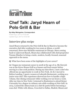 Chef Talk: Jaryd Hearn of Polo Grill &