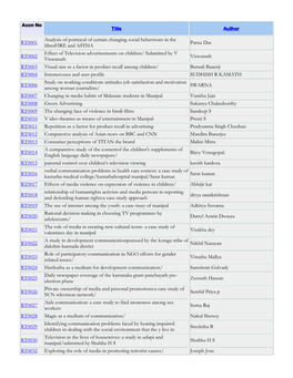 RT0001 Analysis of Portrayal of Certain Changing Social Behaviours