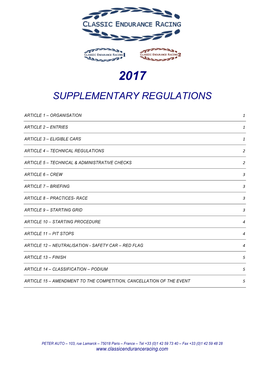 Supplementary Regulations