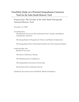 Feasibility Study on a Potential Susquehanna Connector Trail for the John Smith Historic Trail
