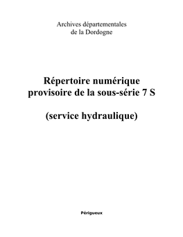 Service Hydraulique)
