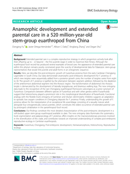 Anamorphic Development and Extended Parental Care in a 520 Million-Year-Old Stem-Group Euarthropod from China