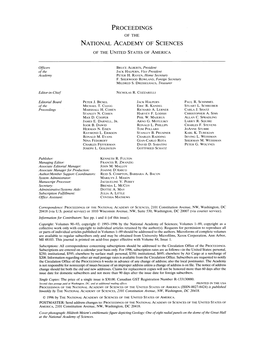 Proceedings National Academy of Sciences