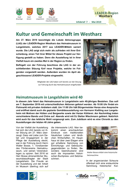 Kultur Und Gemeinschaft Im Westharz Am 27