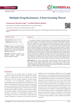 Multiple Drug Resistance: a Fast-Growing Threat