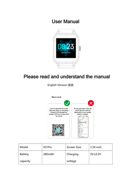 User Manual Please Read and Understand the Manual