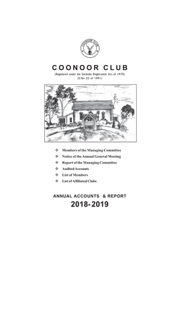Coonoor Club AGM Agenda Dtd 09.09.2019, Accounts for the Year 2018