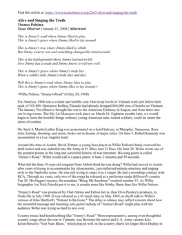 Alive and Singing the Truth Thomas Palaima Texas Observer | January 11, 2008 | Afterword