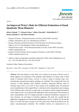 An Improved Weise's Rule for Efficient Estimation of Stand Quadratic Mean