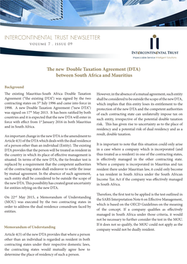 INTERCONTINENTAL TRUST NEWSLETTER Volume 7