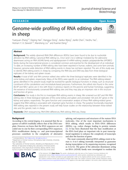 Genome-Wide Profiling of RNA Editing Sites in Sheep Yuanyuan Zhang1,2, Deping Han1, Xianggui Dong1, Jiankui Wang1, Jianfei Chen1, Yanzhu Yao1, Hesham Y