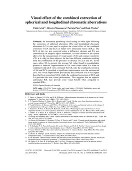 Visual Effect of the Combined Correction of Spherical and Longitudinal Chromatic Aberrations