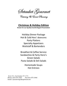 Setauket Gourmet Catering & Event Planning