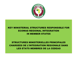 Key Ministerial Structures Responsible for Ecowas